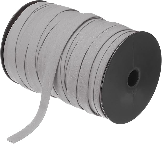 MECCANIXITY 1/2 Inch Double Fold Bias Tape Polyester Continuous Bulk Bias Tape for Sewing, Seaming Quilting Hemming Binding Crafts (Grey 100 Yards)