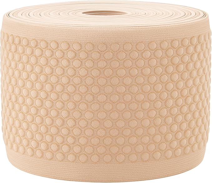Mandala Crafts 2.5 Inch Elastic Silicone Gripper Tape for Clothing - 5 Yds Dotted Non Slip Elastic Band for Sewing - Nude Silicone Flat Fabric Stretchy Ribbon Straps