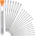 Hekisn Large Eye Sewing Needles, Sewing Needles, Stainless Steel Embroidery Thread Needle, Handmade Yarn Knitting Needles Leather Needle (21 Pieces)