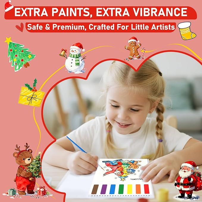 PIRIE Christmas Paint with Water Coloring Books for Toddlers | Travel-Friendly Mess-Free | Christmas Crafts for Kids | Large Size Art Gift for Kids Ages 3+