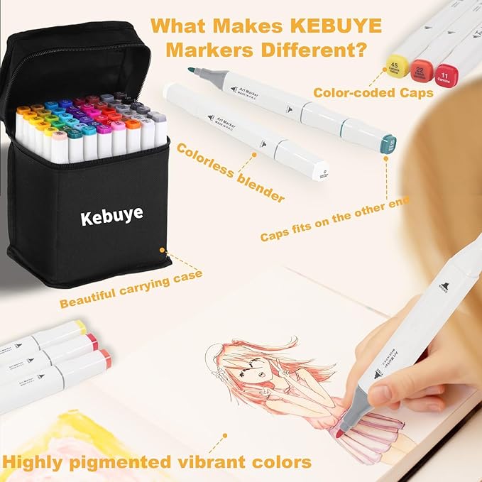 Alcohol Markers Set 80 Colors, Art Markers for Adult Coloring Dual Tip Permanent for Drawing Sketching, Alcohol Based Marker with Case Perfect for Adult Artists Students Gift
