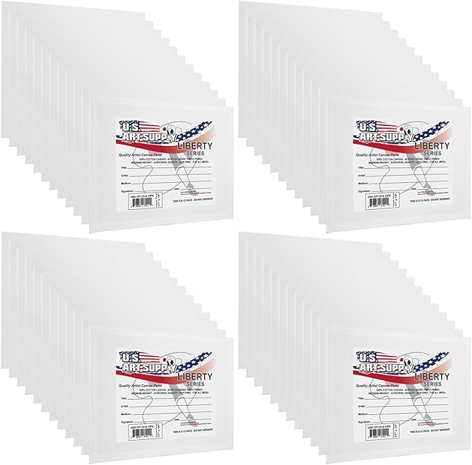 US Art Supply 11 X 14 inch Professional Artist Quality Acid Free Canvas Panels 48-Pack (4 Full Cases of 12 Single Canvas Panels)