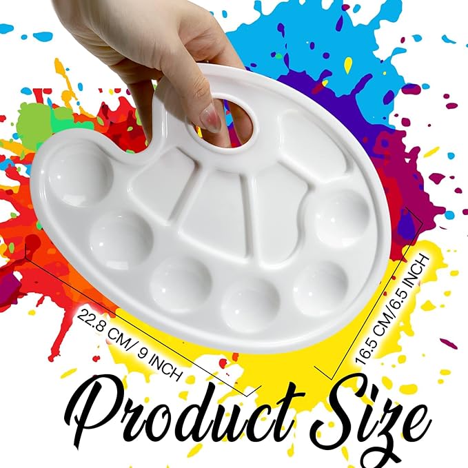 FANDAMEI 20 PCS Oval Paint Tray Palettes, Plastic Paint Tray Palette, Paint Palette Paint Pallets with Thumb Hole, Paint Holder Tray for Kids, Paint Trays for Kids, Paint Trays for Acrylic Paint