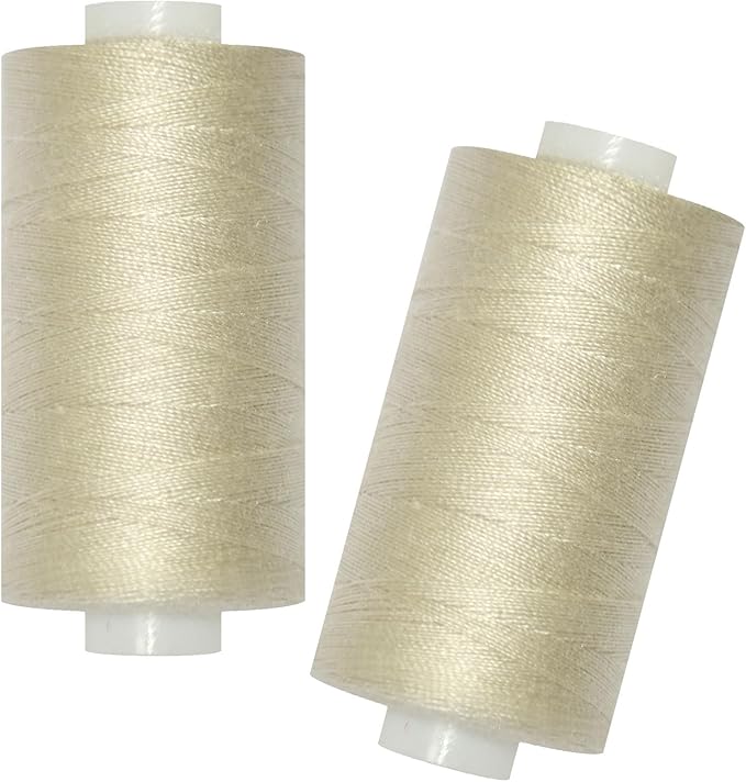 All Purpose Sewing Thread-2 Spools of Hand Polyester Sewing Thread for Sewing Machine for Hand and Machine Sewing(Light Beige, 2 spools)