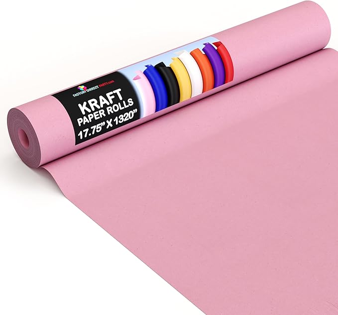 Crown Display Hot Pink Kraft Paper Roll - 17.75" X 1320" (110' Ft) - Perfect for Shipping & Packing - Craft Paper
