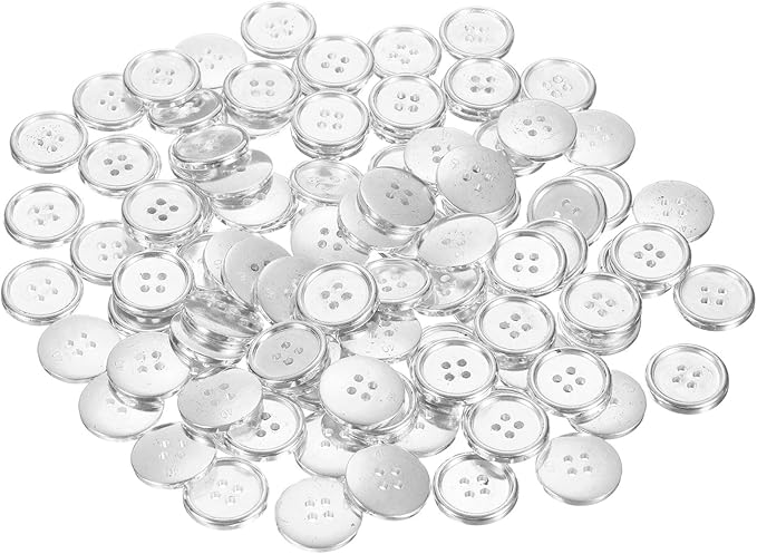 HARFINGTON 100pcs 40L Plastic Sewing Buttons 25mm 1" 4-Hole Round Replacement Craft Button for Coats Sewing Clothing and DIY, Silver