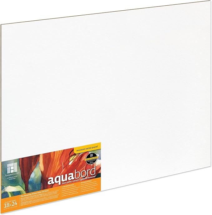 Ampersand Art Supply Watercolor Painting Panel: Museum Series Aquabord, 1/8 Inch Flat Profile, 18" x 24"