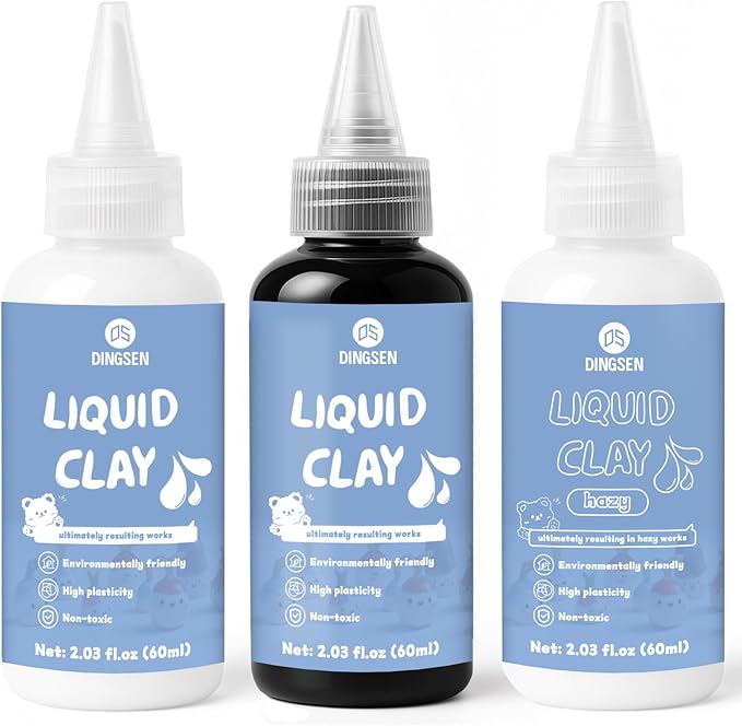 Liquid Polymer Clay, Liquid Clay for Polymer Clay Oven-Bake, for DIY Enthusiasts, Education and Crafting, Easy to Shape & Multi-Mold Compatible, Black 60ml, White 60ml, Transparent 60ml