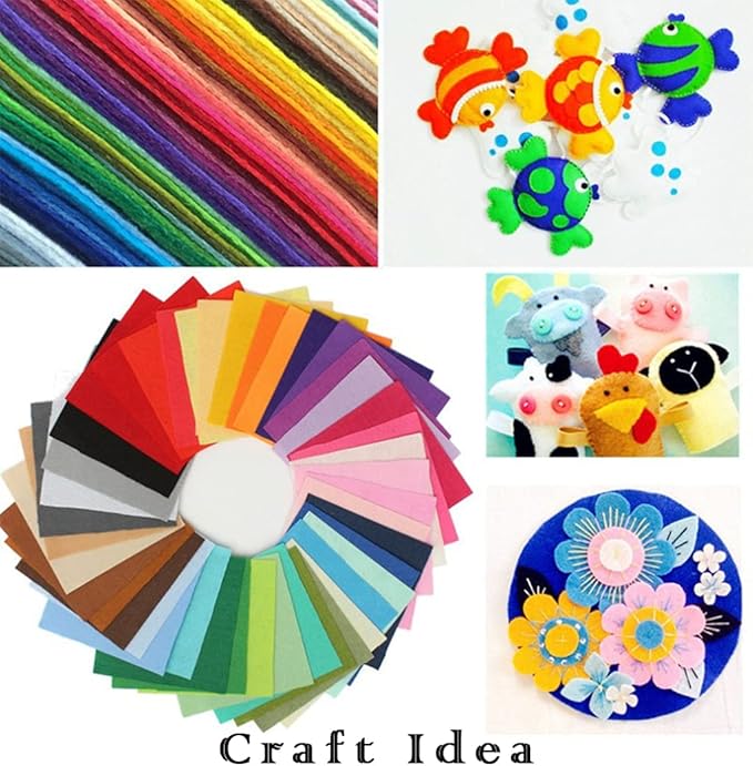 YYCRAFT Soft Felt Sheets 6 X 6 Inch Felt Fabric Squares Patchwork Sewing DIY Craft 1.6mm Thick - 40 Pcs,Pink