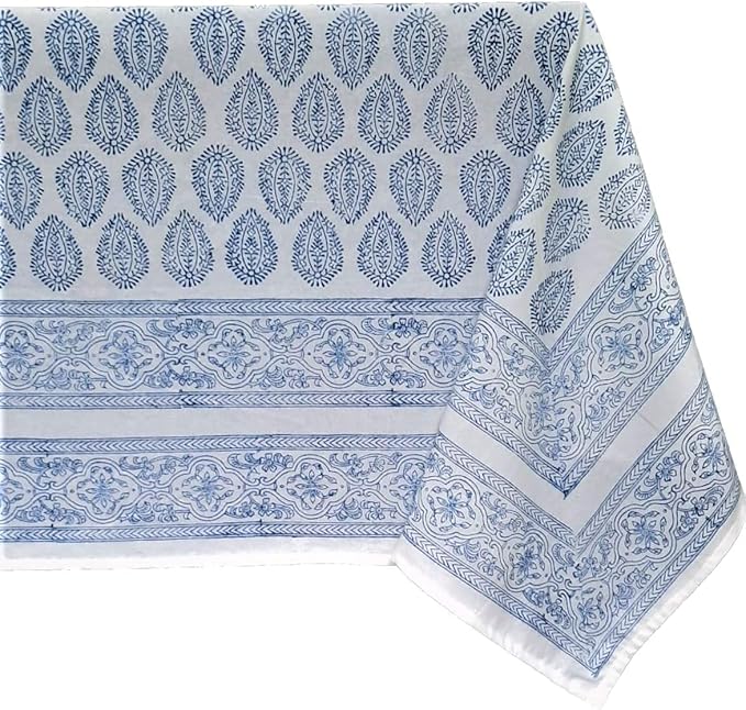 ATOSII Cotton Tablecloth Amalfi Blue 72" X 140" Inches Rectangle
