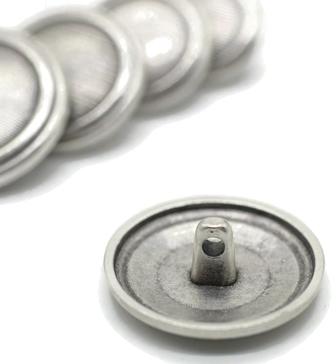Antique Silver Metal Shank Buttons - 12 Pcs - 4 Size Options - Round Metal Shank Buttons Vintage for Men Women Blazer Coat Uniform Shirt Suit and Jacket Sewing Craft DIY N12202