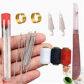 Big Eye Steel Sewing Needles Kit, 34PCS Big Eye Steel Needle Sewing Kit with Needles, Threads, Scissors, Thimble for Home, Travel, DIY Handcraft (Basic Hand Sewing Set