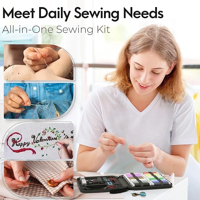DIY Embroidery Stitch Collection, Portable All-in-One Embroidery Stitch Book & Sewing Kit，Embroidery Stitches with Free Tutorials and Sewing Tool Kit，Beginner-Friendly (86pcs)