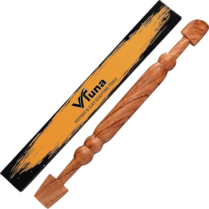 Vtuna Double Head Clay Sculpting Tool, Modeling Ceramic Pottery Tool, Styling, Carving and Smoothing Throwing Pottery Sticks, 2in1 Pottery Wood Tool (1)