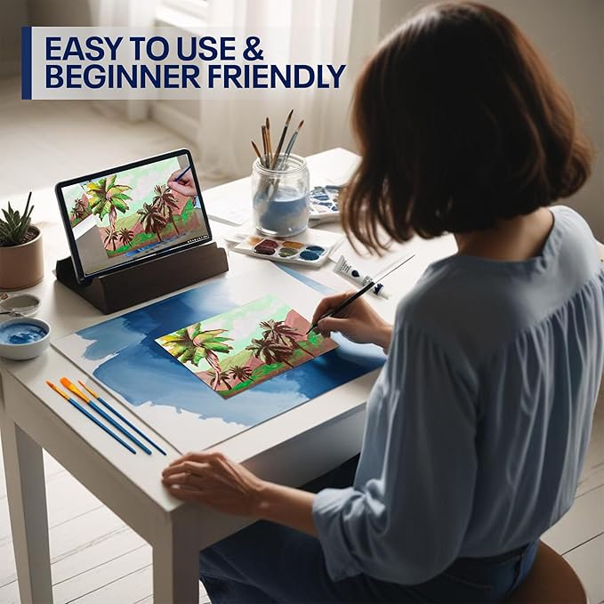 Painting4Real DIY Art Painting Kit for Adults – Learn to Paint Retro Oahu with Video Tutorials – 9 Pieces Acrylic Paint Set for Adults –Perfect Christmas Crafts & Holiday Gifts for Art Lovers