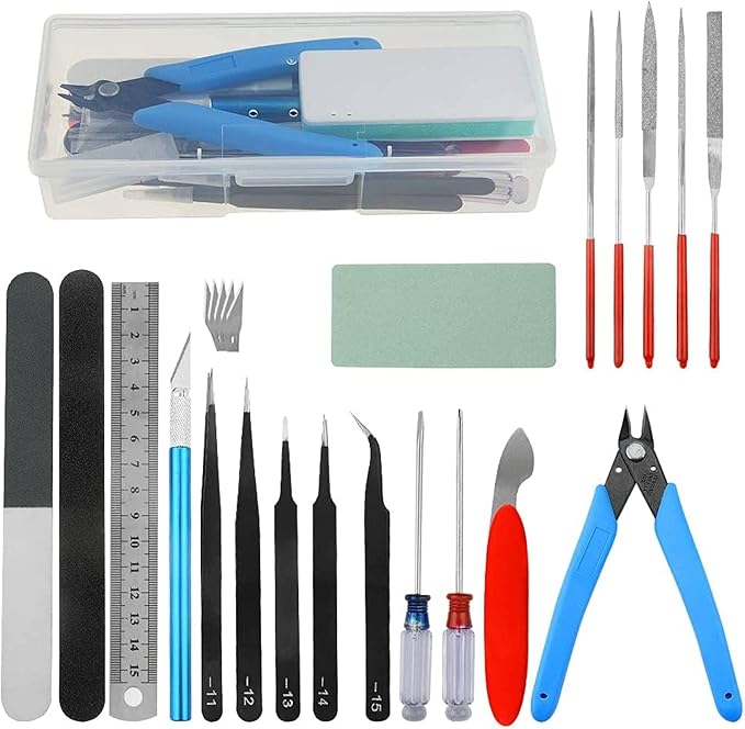 24Pcs Gundam Model Tools Kit Hobby Building Tools Modeler Basic Tools Craft Set for Car Model Building Repairing and Fixing
