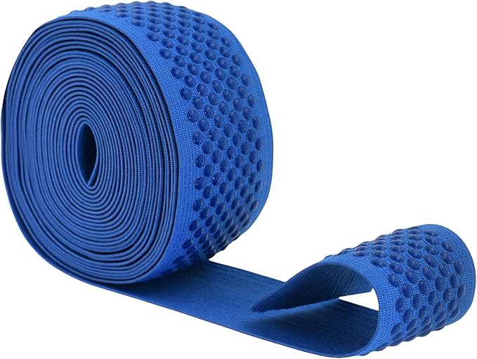Mandala Crafts 2 Inch Elastic Silicone Gripper Tape for Clothing - 5 Yds Dotted Non Slip Elastic Band for Sewing - Denim Silicone Flat Fabric Stretchy Ribbon Straps