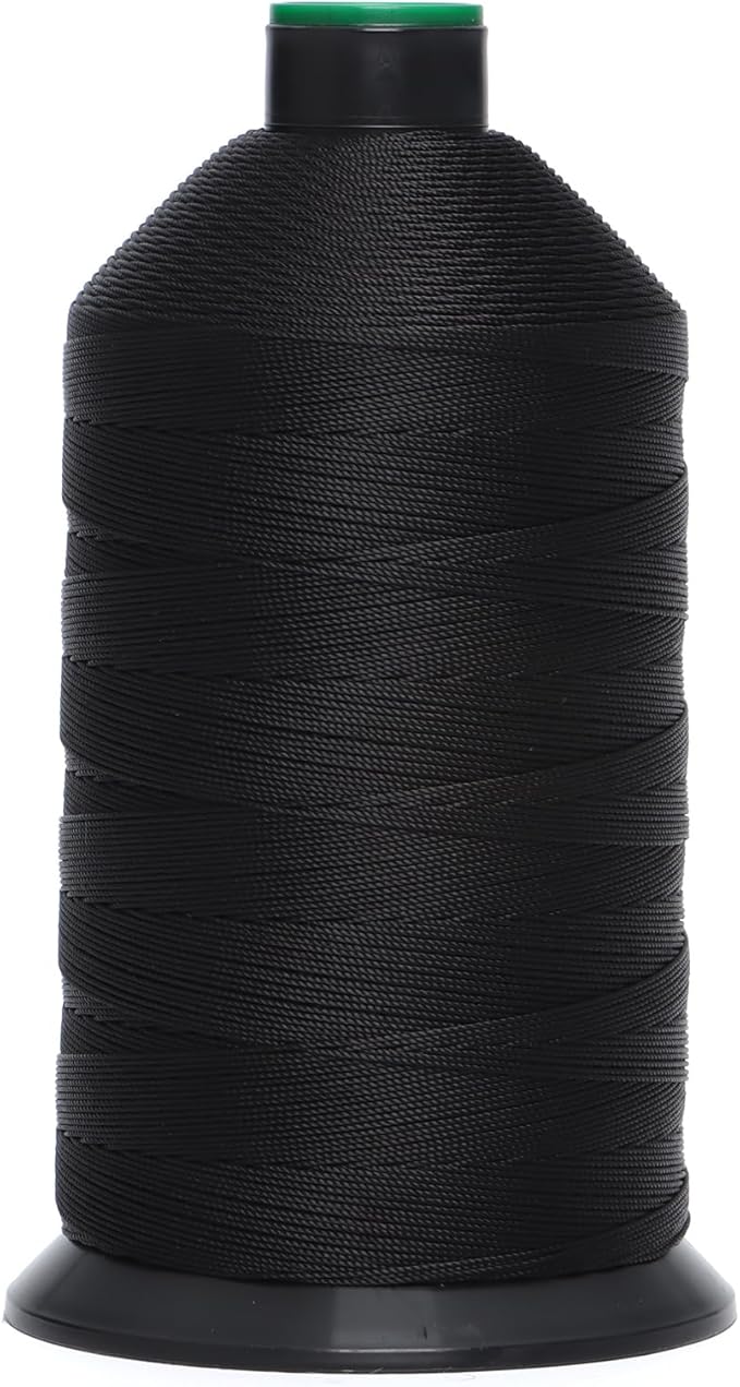 Extra Strong Bonded Nylon Thread #277 Tex270 – 16 OZ, 1500yds, Versatile Stitching Solution for Leather, Upholstery, Canvas Repair and More (Black)