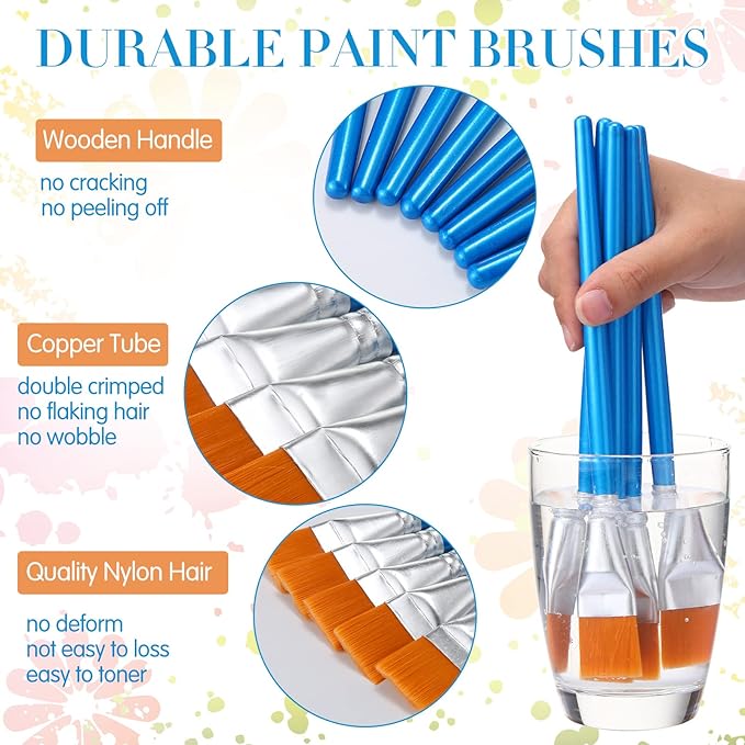 Crtiin 60 Pcs Operation Christmas Bulk Items Paint Brush for Acrylic Painting Paintbrushes Bulk Artist Brush for Detail Watercolor Oil Art(Blue,3/4 Inch)