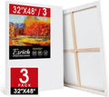ESRICH Stretched Canvas for Painting 32x48 Inch, 3Pack Large Canvas for Painting, Primed Acid-Free Cotton Blank Canvases, Art Paint Canvases for Oil Paint,Watercolor,Acrylic Paint,Gouache and Tempera.