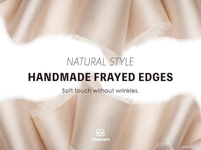 Vitalizart Silk Satin Ribbon 1-1/2 inch x 15 Yard Light Nude Handmade Frayed Ribbons for Gift Wrapping Baby Shower Wedding Bridal Bouquets Holiday Decor