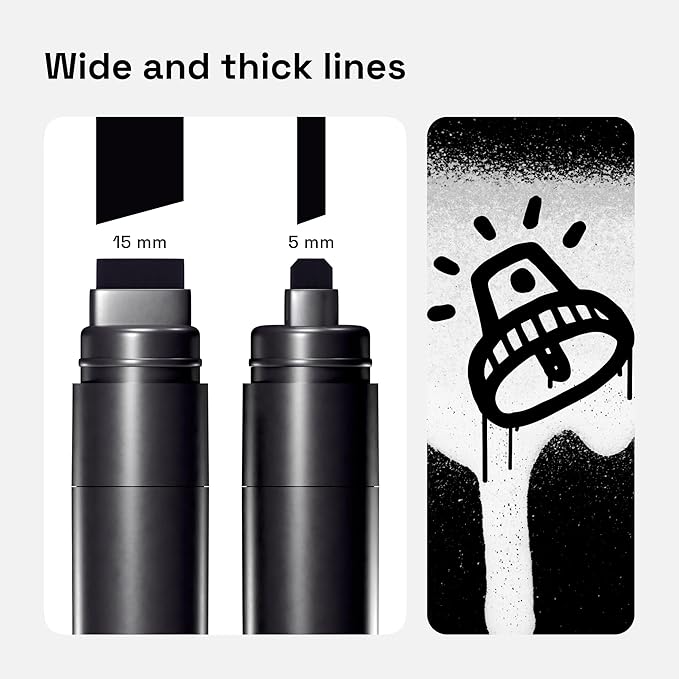 ARTISTRO 5 Black Paint Pen for Glass Marking, Rock Painting, Ceramic, Wood, Tire, Fabric, Metal, Canvas - Set of 5 Acrylic Paint Markers Water-based - Jumbo Tip