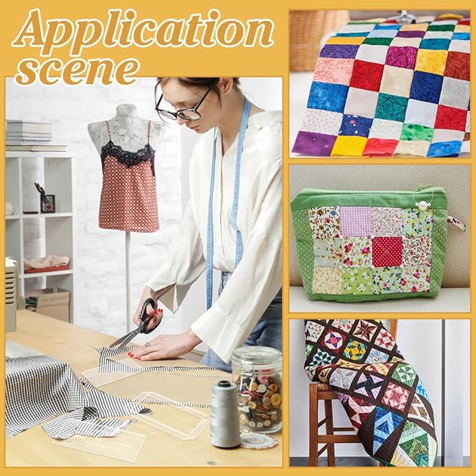 BENECREAT 8pcs Rectangle Quilting Template, 5x2.5/ 6x3/ 7.5x4/ 8.5x5 inch Acrylic DIY Quilt Block Guide for DIY Hand Patchwork Cutting Craft, 2.7mm Thick