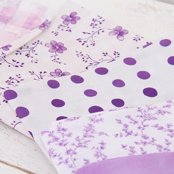 Threadart Exclusive 20 Fat Quarter Bundles - Lavender Vintage Prints 100% Cotton Fabric - Premium 100% Cotton Quilting Fabric - No Duplicates - Full Size Fat Quarters 18"x21" - Lavender