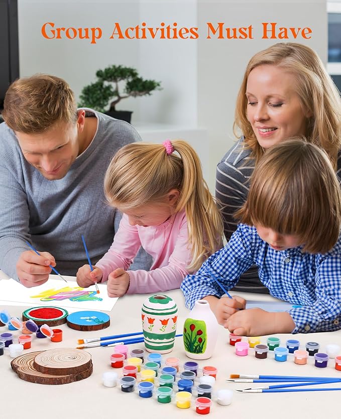 Yeeart 20 Pack Mini Acrylic Paint Set,12 Colors Acrylic Strips for Kids, 240 PCS Kids Paint Set Container Strips Storage, Craft Paint for Home Birthday Classroom Party Favors