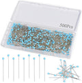 500 PCS Quilting Pins, 1.75 Inch Straight Pins with Blue Glass Ball Head, Stainless Steel Dressmaker Pins for Sewing, Fabric, Crafts, Jewelry Making, DIY Projects