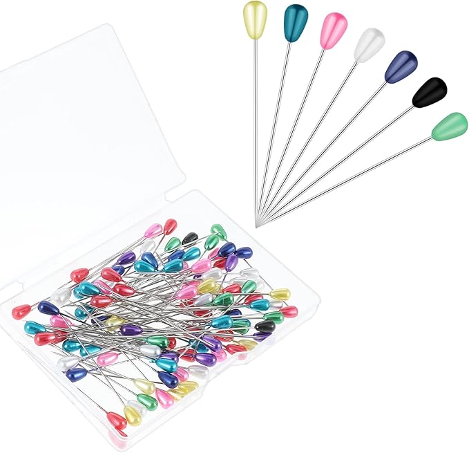 100 PCS Quilting Pins with Colored Heads - 2.2 Inch Long Straight Pins for Fabric, Sewing, Quilting, Corsage, Jewelry & DIY Craft Decoration