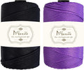 Maxee Premium Polyester Macrame Cord 3 mm × 218 yd (2 Pack),3mm 100% Polypropylene Macrame Cord,Ideal for Crochet, Wall Hangers, Bags, Rugs & DIY Crafts