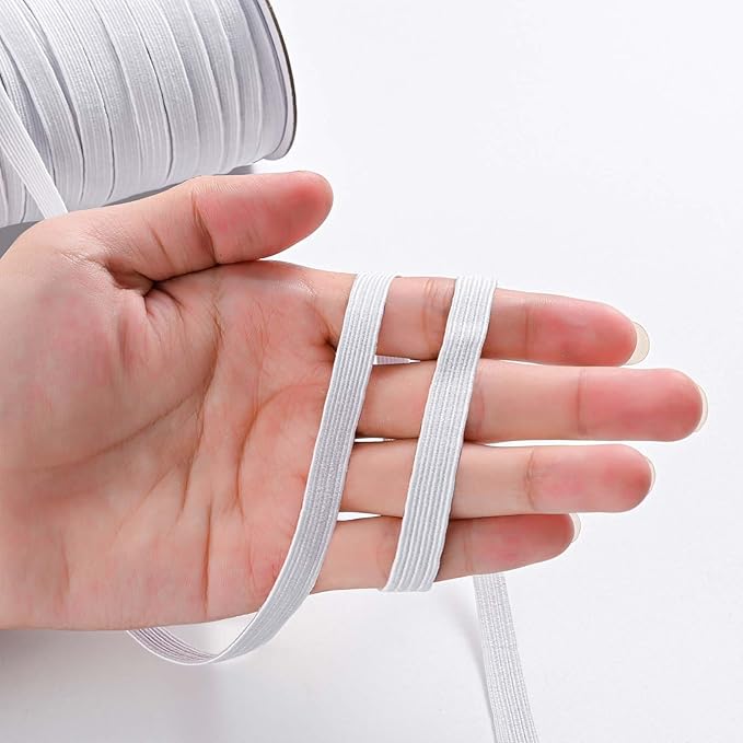 XKDOUS Elastic Band for Sewing, 3/8 Inch 50 Yards White Knit Elastic Bands High Elastic Cord for Sewing Waistband and Pants Waist