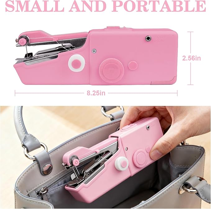 Mini Sewing Machine for Beginners - Handheld & Electric, Easy One-Step Stitching for Quick Clothes Mending, DIY Projects, and Travel Emergencies