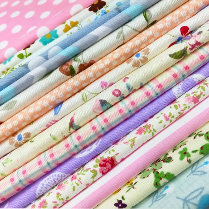flic-flac Quilting Fabric Squares 100% Cotton Precut Quilt Sewing Floral Fabrics for Craft DIY (10 x 10 inches, 30pcs)