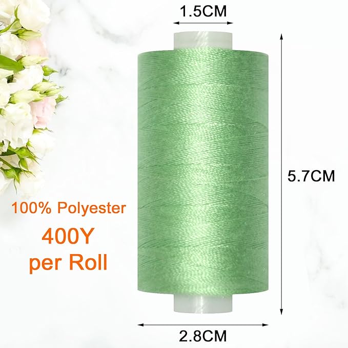 All Purpose Sewing Thread-2 Spools of Hand Polyester Sewing Thread for Sewing Machine for Hand and Machine Sewing(Nile Green, 2 spools)