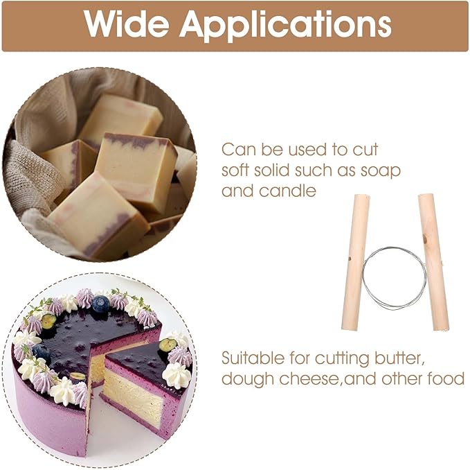 DOPENSPI 4PCS Wire Clay Cutter, 26.4Inches Wood Handle Cutting Pottery Tool Cheese Plasticine Dough Cutting Pottery Tools Cut Off Tools for Clay Artists