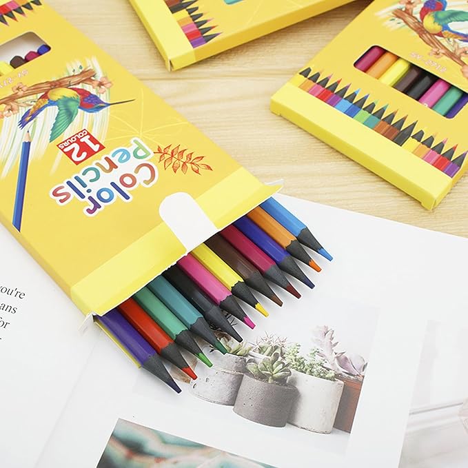 72 Count Colored Pencils, 6 Pack Bulk 12 Assorted Colors, Pre-sharpened Coloring Pencil for Kids, Teachers Essential Classroom Prizes, Ideal Back to School Supplies