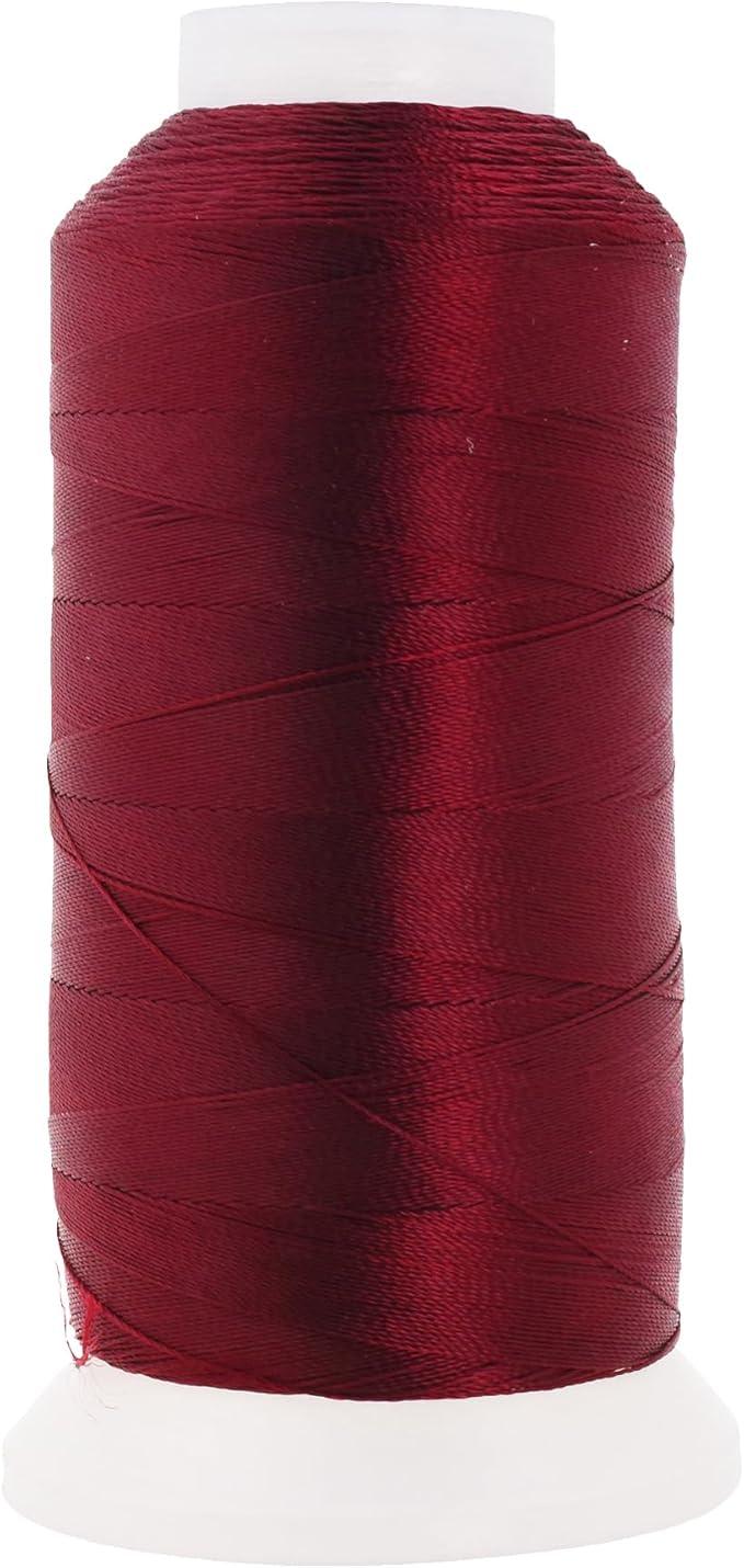 Mandala Crafts Burgundy Heavy Duty Thread - 1500 Yds Tex 90 Bonded Polyester Threads for Sewing Drapery, Jeans, Leather, Hair, Outdoor Marine Upholstery