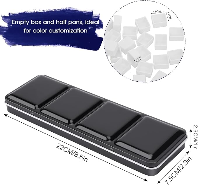 PEVART Empty Watercolor Paint Palette,Metal Box Mixing Palette Case with 37 Water Color Half Pans and Fold-Out Palette Tin Paint Tray Travel Watercolor Set,Acrylic,Gouache, Oil Painting
