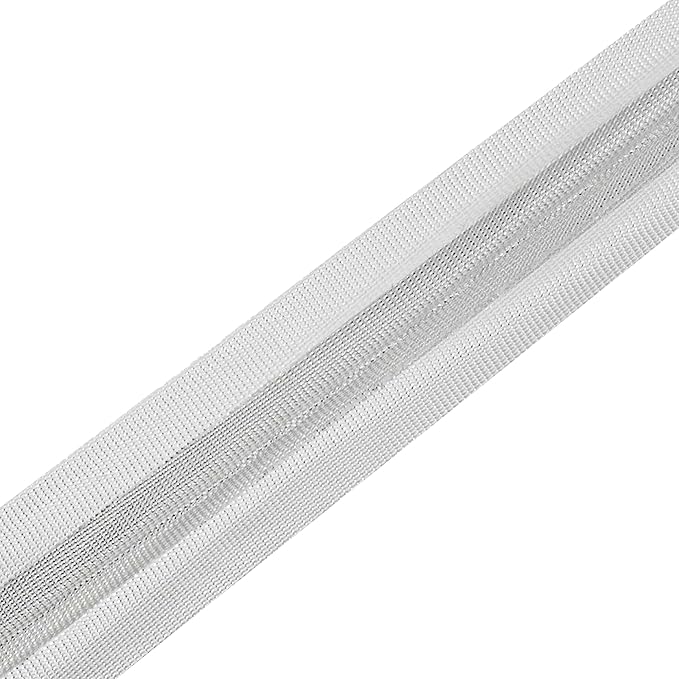 Mandala Crafts 1 Inch Single Fold Bias Tape for Sewing, Quilting, Piping, Hemming, Blanket & Quilt Binding – 40 Yards Metallic Silver Fabric Seam Binding Tape