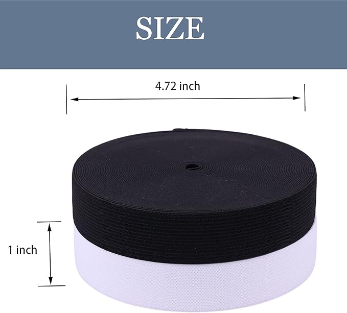 XKDOUS Elastic Band for Sewing, 1 Inch 28 Yards 2 Roll Knit Elastic Bands for Sewing Waistband and Pants Waist, High Elasticity(14 Yard White, 14 Yard Black)