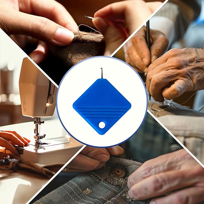 LB 2025 Sewing Machine Needle Threader 10Pc Blue Universal Square Metal Hand & Machine Threader Tool Durable Quick Insertion Kit with Ergonomic Design for Home/Professional Tailors