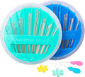 Hekisn 60-Pack Premium Hand Sewing Needles Set, 6 Sizes Embroidery Needles Kit with Threaders, Assorted Large Eye Sewing Needles for Repair, DIY, Art & Craft Projects(Green&Blue)