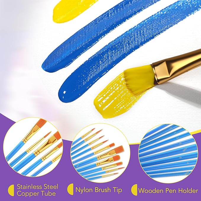 AROIC Acrylic Paint Brush Set, 80pack/800pcs Nylon Paint Brushes, for Oil Painting Rock Body Painting, Artist Amateur Craft Paint Brushes Supplies, Children Adult Painting Small Paint Brush Set.