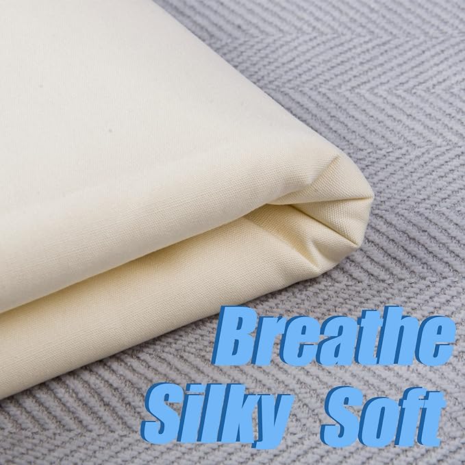 5 Yard Ivory Cotton Fabric,Natural Cotton Poplin Fabric by The Yard, 59 Inches Wide 100% Cotton Fabric,Soft Embroidery Muslin Quilting Material for Sewing Material Apparel Cloth