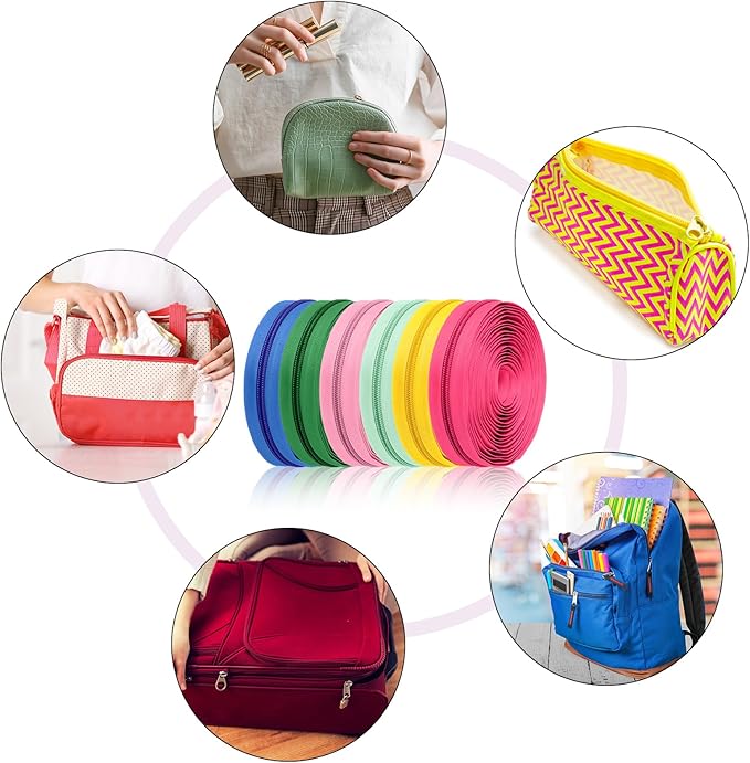 Syhood 36 Yards 12 Pieces #5 Sewing Zippers Tapes Assorted Nylon Lightweight with 120 Plastic Zipper Sliders for Women Men Sewing Supplies(Memphis Color)
