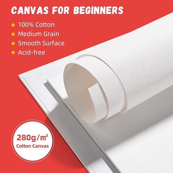 Simetufy 100 Pack 8x10 Bulk Canvas Boards for Painting Value Pack Small Flat Canvas Panels 100% Cotton for Gouache Watercolor Acrylic Oil Paint, for Art Class & Party