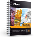 Ohuhu Mix Media Pad, 8.5"x6" Mixed Media Art Sketchbook, 120 lb/200 gsm Heavyweight Papers, 62 Sheets/124 Pages, Spiral Bound Mixed Media Paper Pad for Acrylic, Painting Christmas Gift