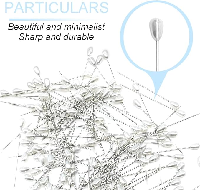 150 Pieces White Pearl Head Pins Corsage Pin Sewing Pins Straight Pins Wedding Bouquet Pin for DIY Decoration Craft and Sewing Project 55mm/2.17in W